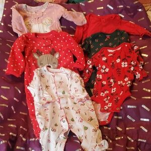 Holiday/Winter Onesie Footies Bundle for Baby Girl